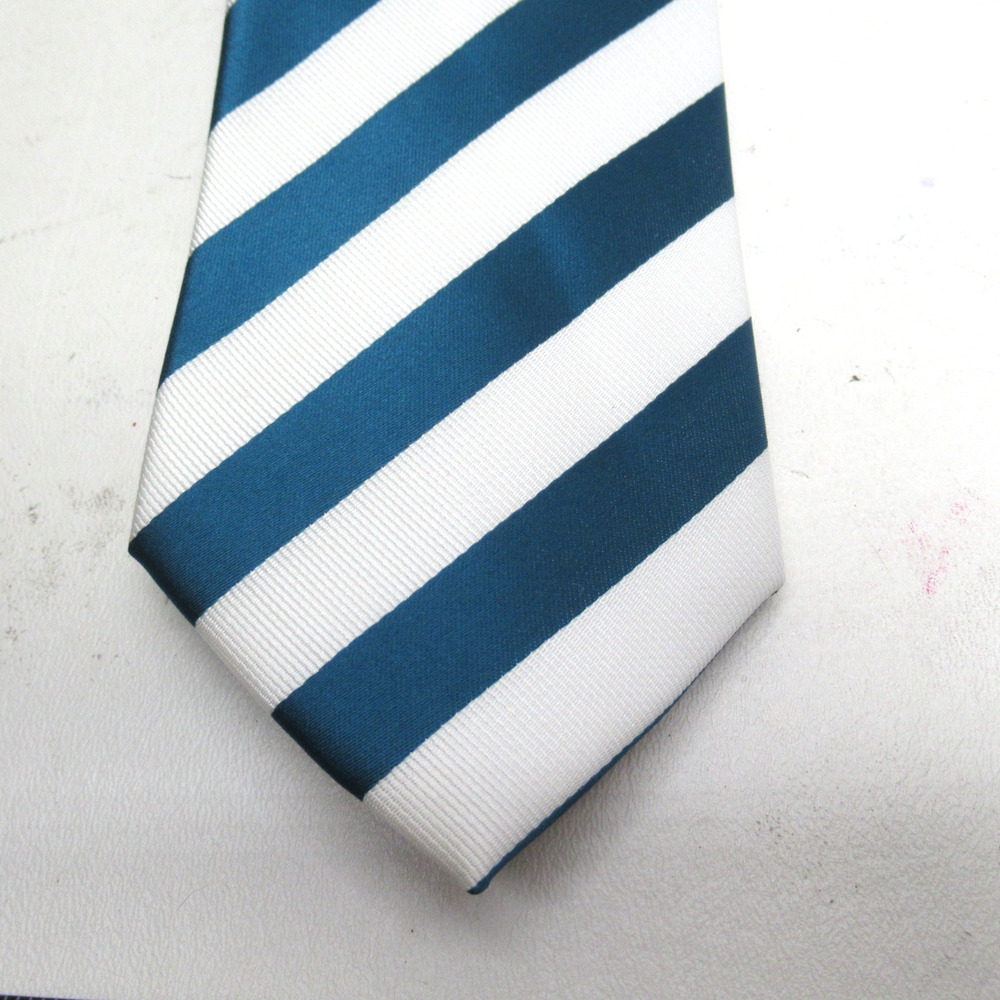 Puccini Neck Tie Mens 58 in Microfiber Slate Blue White Diagonal Striped Classic